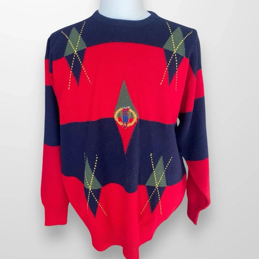 Vintage Pringle of Scotland Mens‎ Large Wool Sweater Preppy Golf Pullover